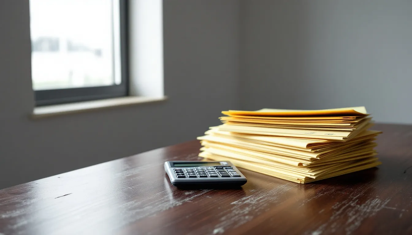 A calculator sits on a desk alongside various tax documents and registration forms, illustrating the essential paperwork for starting a cleaning business in Hawaii. This scene emphasizes the importance of understanding sales tax and business registration requirements for new entrepreneurs in the commercial cleaning industry.