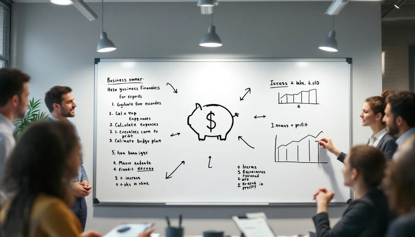 A visual representation of budgeting and securing funding for a cleaning business.