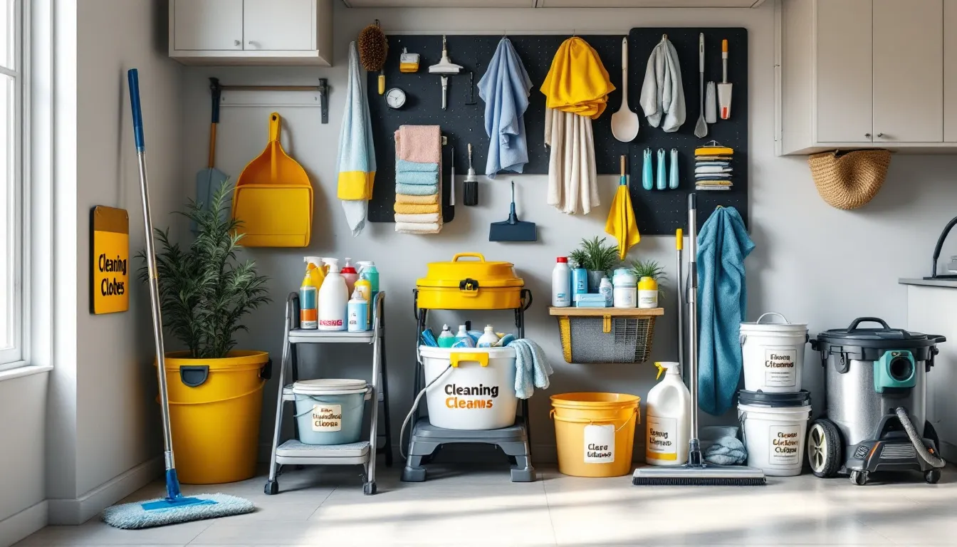 Essential cleaning equipment for starting a cleaning business.